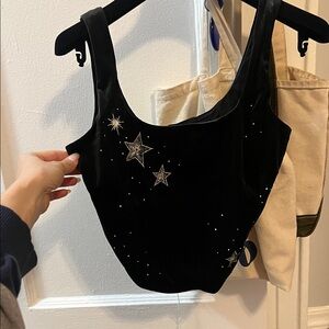 Victoria's Secret Black Crop Top with Star Accents